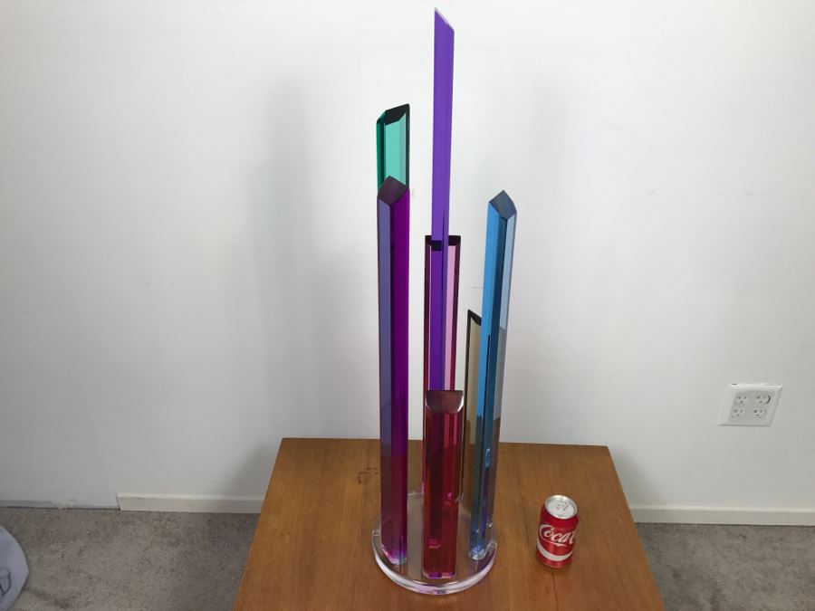 Signed Acrylic Sculpture Titled 'Skyscraper' By Israeli Artist Shlomi Haziza Estimate $1,100 36'H [Photo 13]