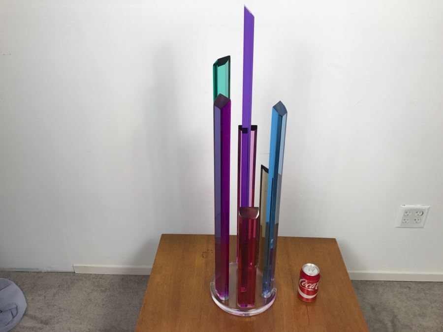 Signed Acrylic Sculpture Titled 'Skyscraper' By Israeli Artist Shlomi Haziza Estimate $1,100 36'H [Photo 16]
