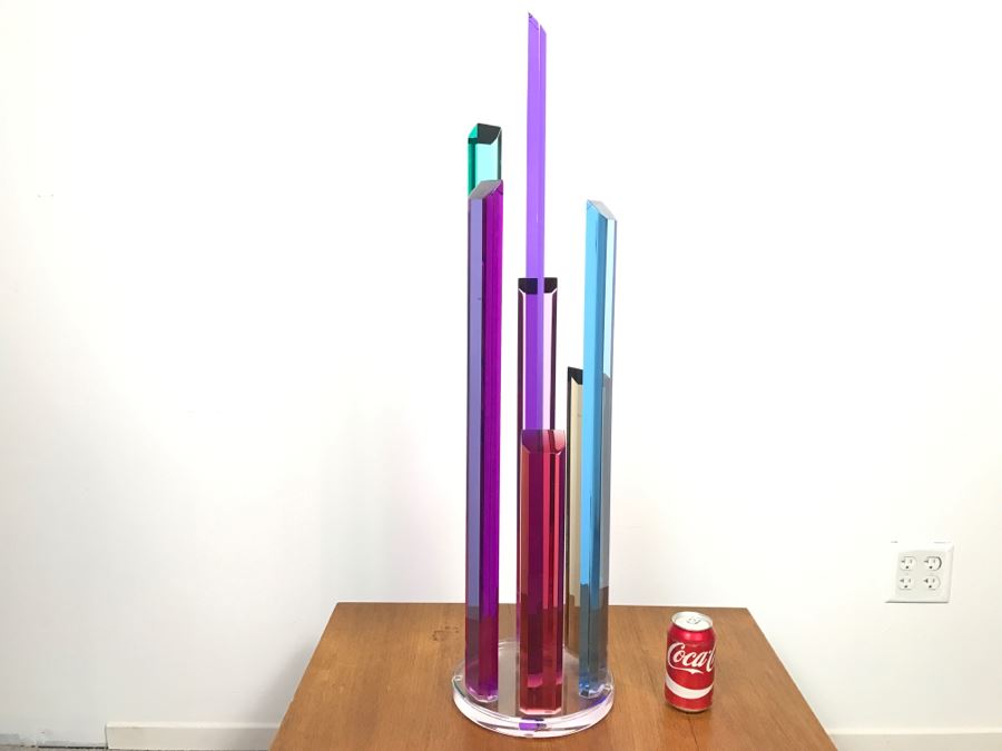 Signed Acrylic Sculpture Titled 'Skyscraper' By Israeli Artist Shlomi Haziza Estimate $1,100 36'H [Photo 19]