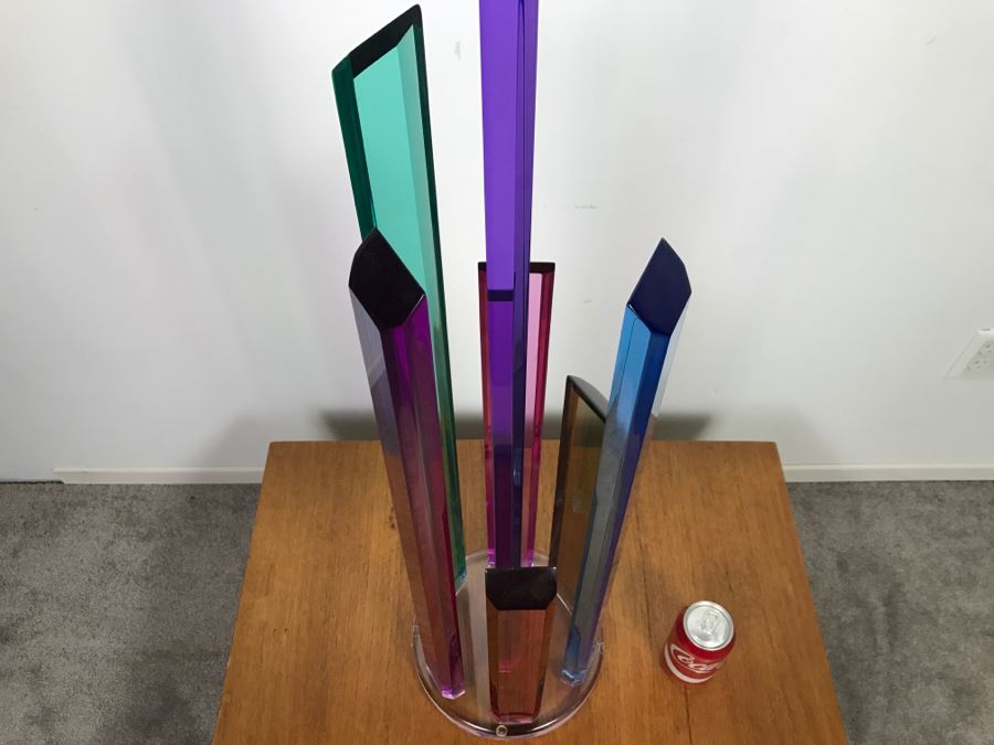 Signed Acrylic Sculpture Titled 'Skyscraper' By Israeli Artist Shlomi Haziza Estimate $1,100 36'H [Photo 15]