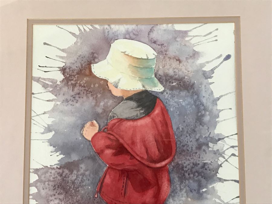JUST ADDED - Framed Original Signed Watercolor Painting Of Boy [Photo 4]