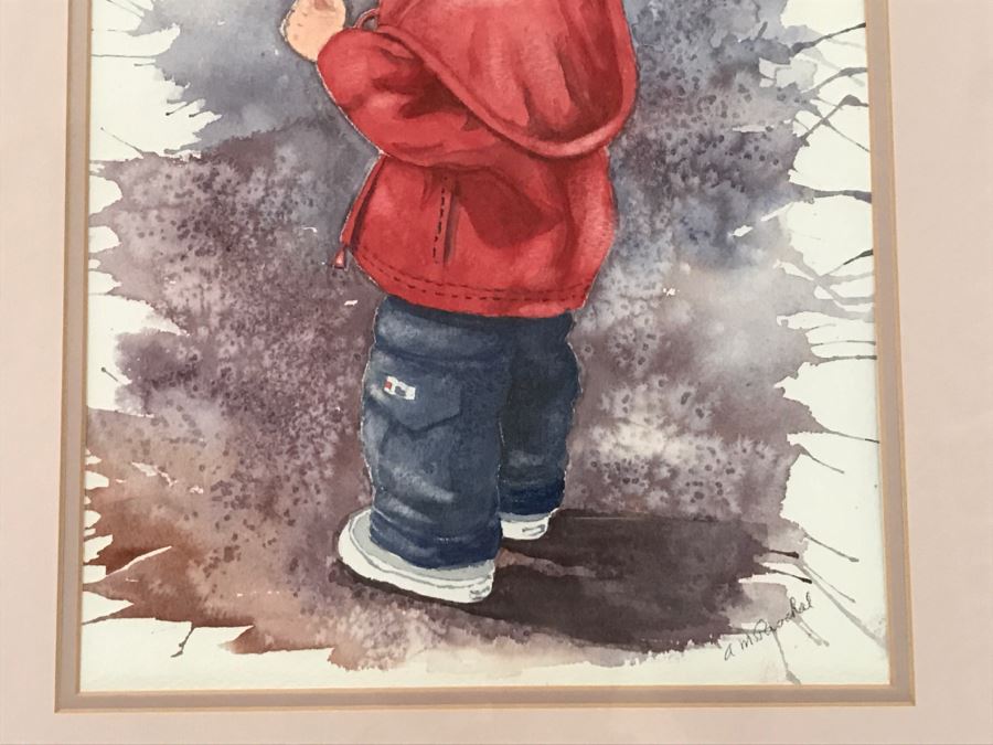 JUST ADDED - Framed Original Signed Watercolor Painting Of Boy [Photo 5]