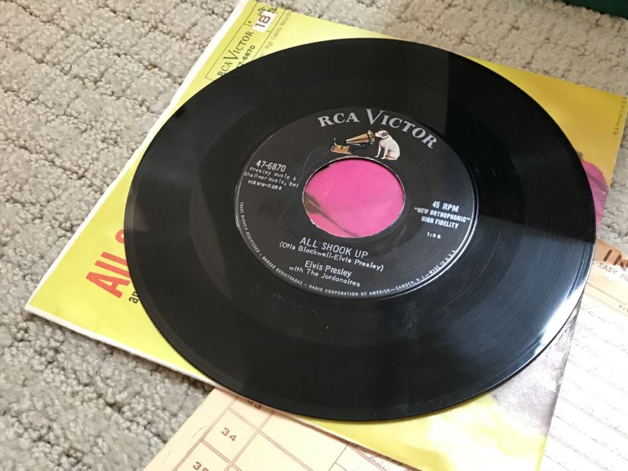 JUST ADDED - Vintage Metal 45Rpm Record Storage Box Platter-Pak With Vintage 45 Records Including Elvis Presley And Fats Domino - See Photos [Photo 17]