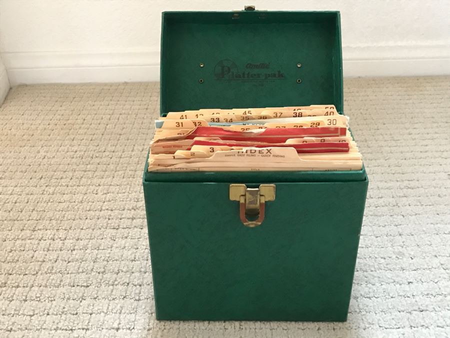 JUST ADDED - Vintage Metal 45Rpm Record Storage Box Platter-Pak With Vintage 45 Records Including Elvis Presley And Fats Domino - See Photos [Photo 3]