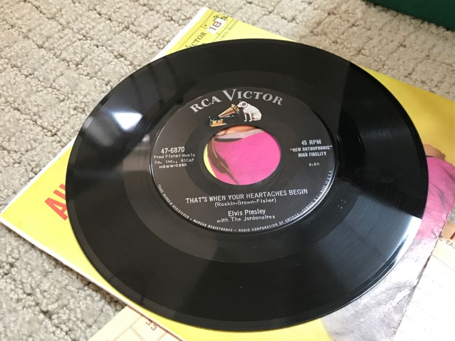 JUST ADDED - Vintage Metal 45Rpm Record Storage Box Platter-Pak With Vintage 45 Records Including Elvis Presley And Fats Domino - See Photos [Photo 18]