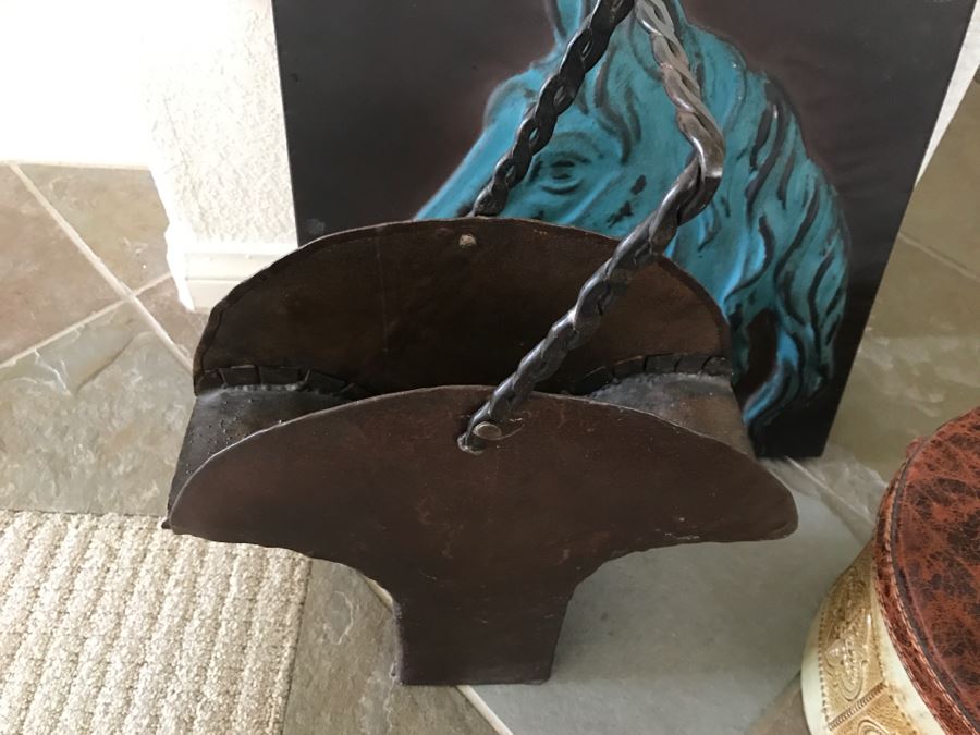 JUST ADDED - Metal Bucket, Embossed Metal Horse Picture And Decorative Box [Photo 7]