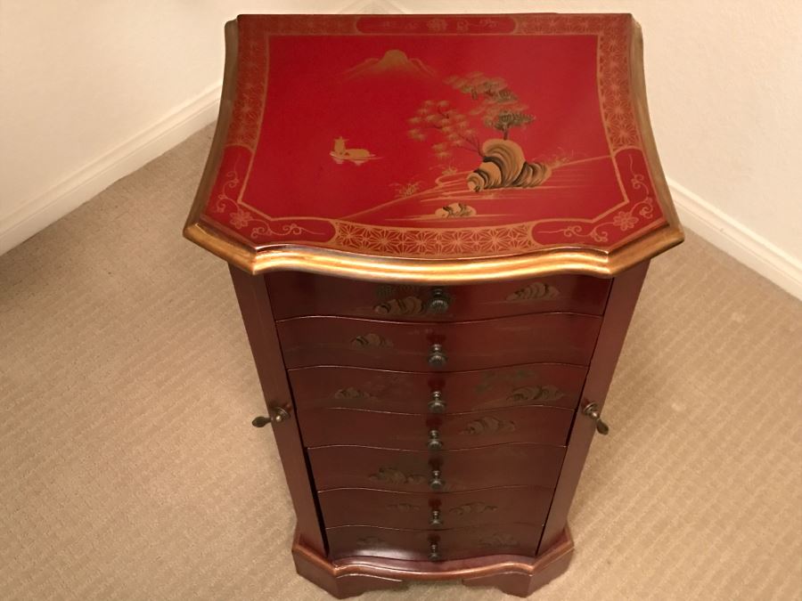 JUST ADDED - Standing Jewelry Box With Mirror And Various Jewelry Pieces - See Photos [Photo 3]