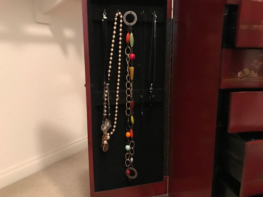 JUST ADDED - Standing Jewelry Box With Mirror And Various Jewelry Pieces - See Photos [Photo 5]