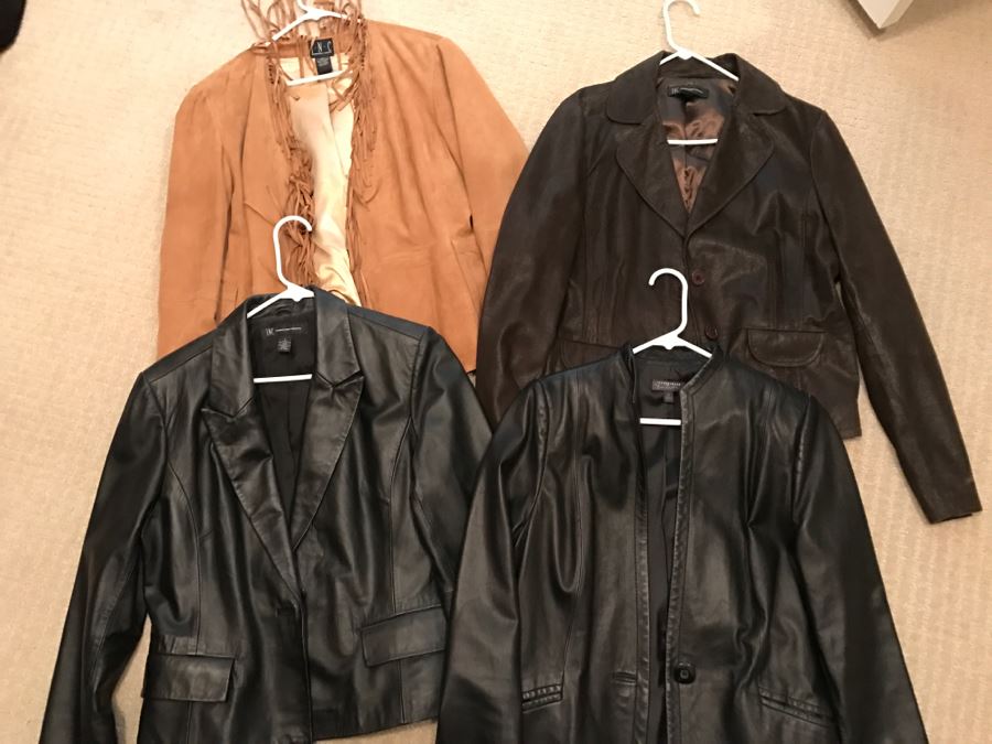 JUST ADDED - Set Of (4) Women's Leather Jackets Size L [Photo 1]