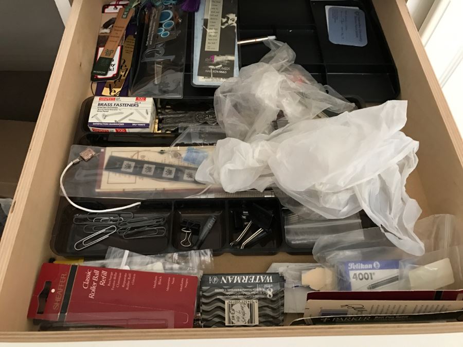 JUST ADDED - MEGA OFFICE LOT # 1 Featuring All Items On Bookshelves, Desk Top And In One Drawer With Books, Home Decor, See Details And Photos [Photo 20]