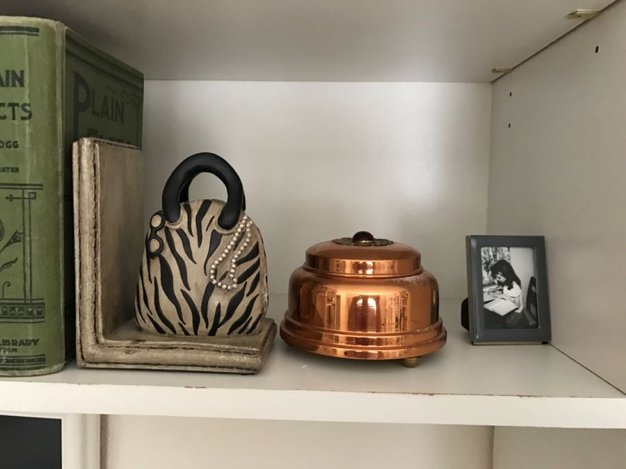 JUST ADDED - MEGA OFFICE LOT # 1 Featuring All Items On Bookshelves, Desk Top And In One Drawer With Books, Home Decor, See Details And Photos [Photo 34]