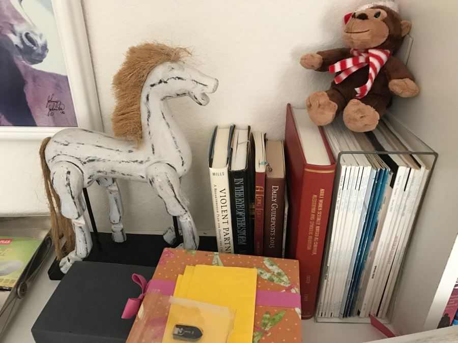 JUST ADDED - MEGA OFFICE LOT # 1 Featuring All Items On Bookshelves, Desk Top And In One Drawer With Books, Home Decor, See Details And Photos [Photo 25]