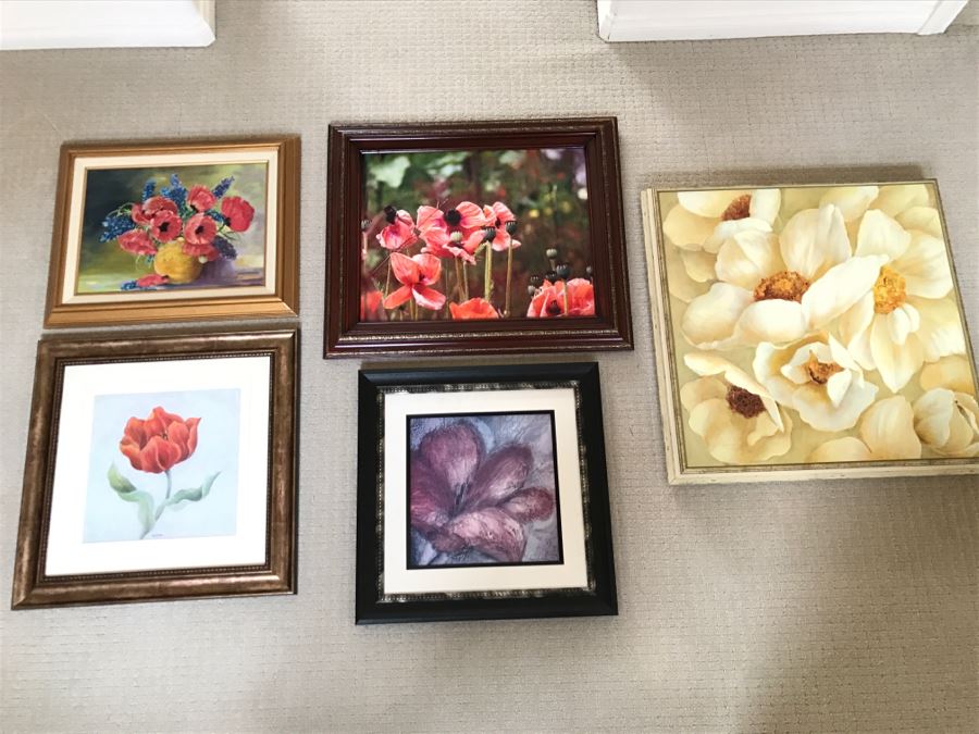 JUST ADDED - Framed Floral Art Print Lot Including Original Painting [Photo 1]