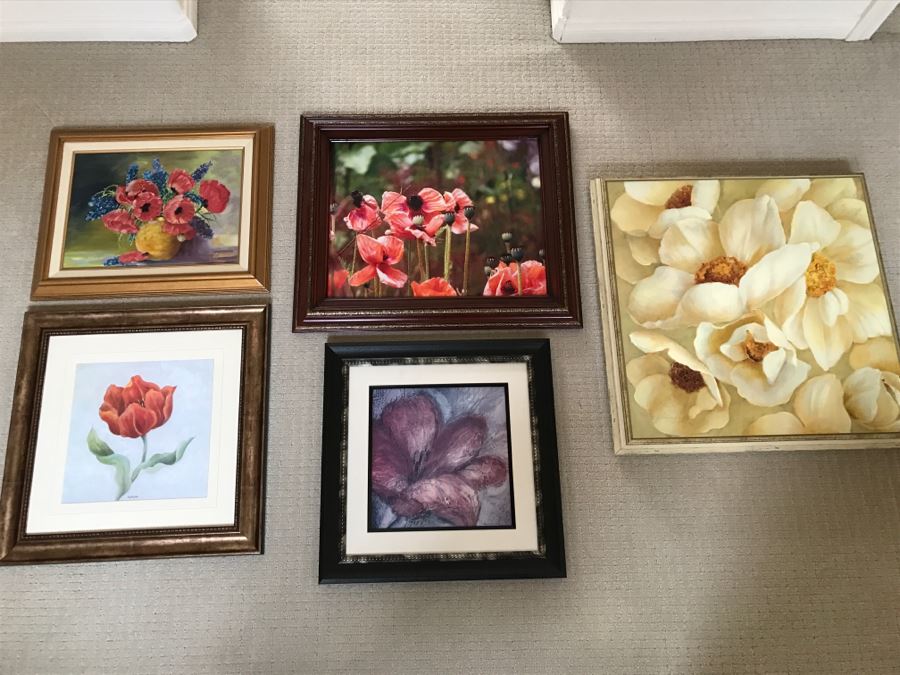 JUST ADDED - Framed Floral Art Print Lot Including Original Painting [Photo 2]