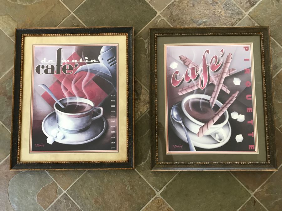JUST ADDED - Pair Of Framed Cafe Coffee Poster Prints