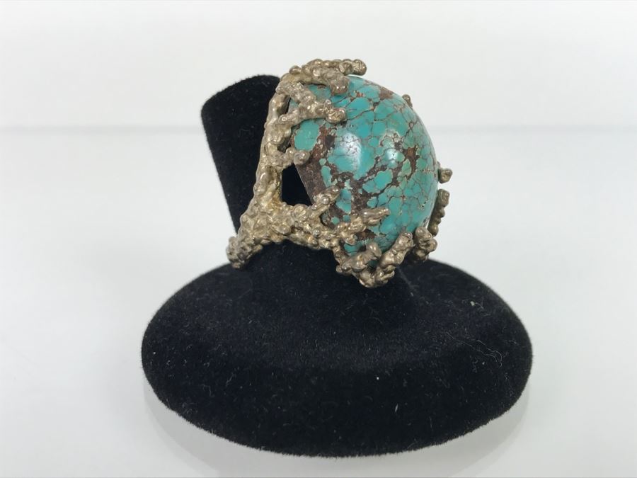 Unique Tree Branch Style Turquoise Ring Ring Size 7 3/4 [Photo 1]