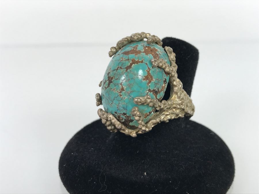 Unique Tree Branch Style Turquoise Ring Ring Size 7 3/4 [Photo 7]