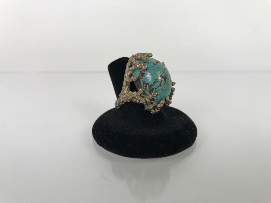 Unique Tree Branch Style Turquoise Ring Ring Size 7 3/4 [Photo 3]