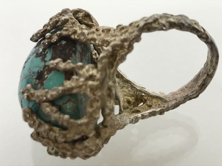 Unique Tree Branch Style Turquoise Ring Ring Size 7 3/4 [Photo 12]