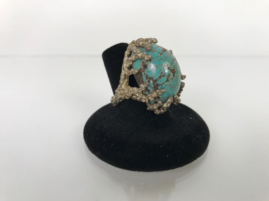 Unique Tree Branch Style Turquoise Ring Ring Size 7 3/4 [Photo 2]