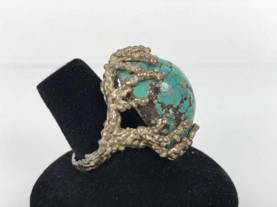 Unique Tree Branch Style Turquoise Ring Ring Size 7 3/4 [Photo 5]
