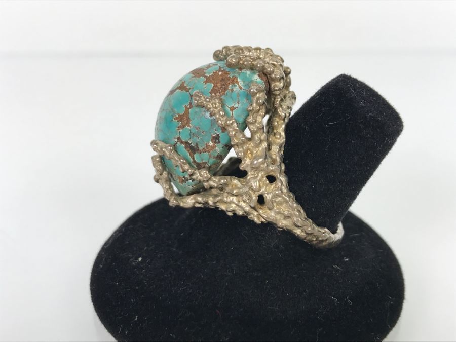 Unique Tree Branch Style Turquoise Ring Ring Size 7 3/4 [Photo 6]