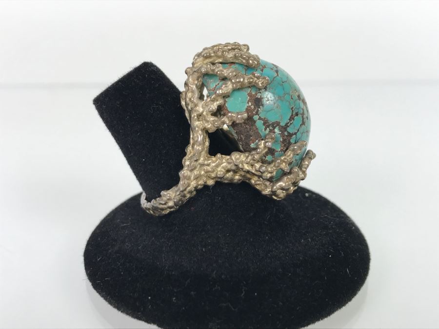 Unique Tree Branch Style Turquoise Ring Ring Size 7 3/4 [Photo 4]
