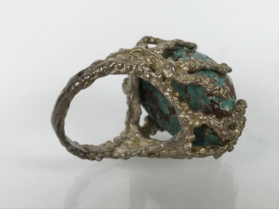 Unique Tree Branch Style Turquoise Ring Ring Size 7 3/4 [Photo 10]
