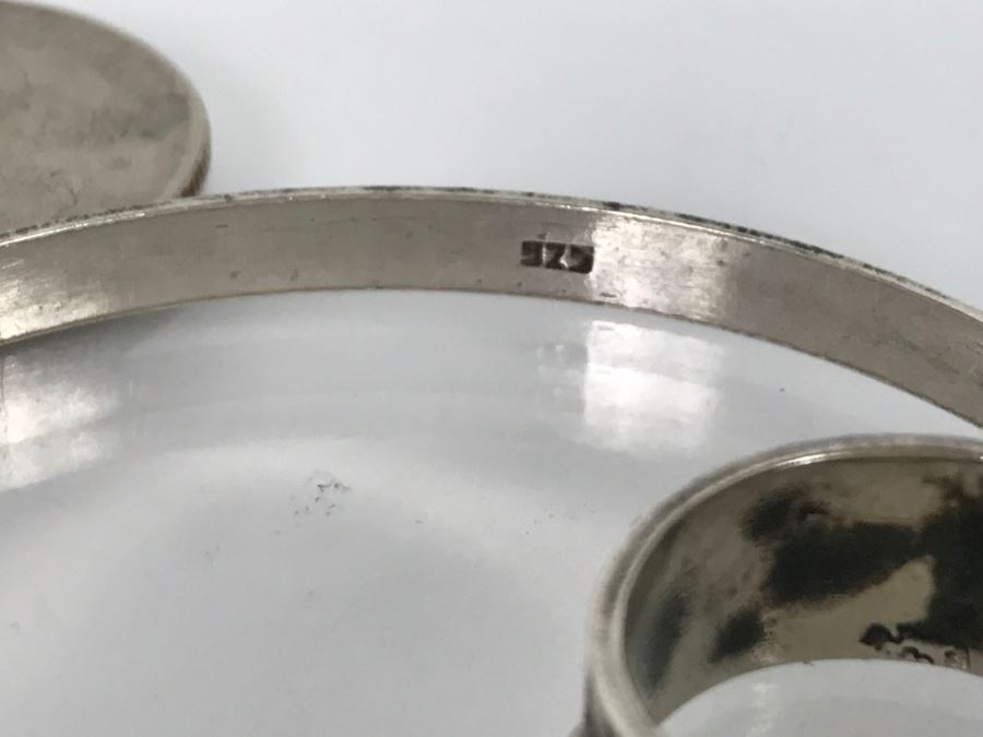 Sterling Silver Jewelry Lot With Bracelet, Shell Pendant And Rings 19.1g [Photo 6]