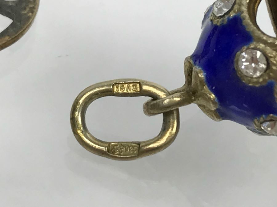 Sterling Silver Enamel Egg Pendant And Pair Of Sterling Silver Earrings 10.8g [Photo 8]