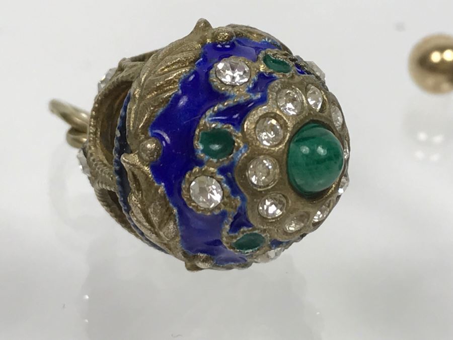 Sterling Silver Enamel Egg Pendant And Pair Of Sterling Silver Earrings 10.8g [Photo 6]