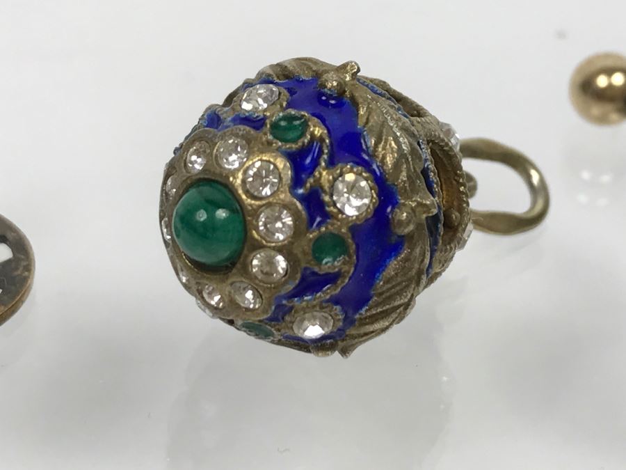 Sterling Silver Enamel Egg Pendant And Pair Of Sterling Silver Earrings 10.8g [Photo 5]