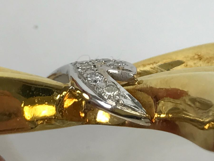 18K Yellow Gold Diamond Bow Brooch .25Cttw 12.4g FMV $1,000 [Photo 18]