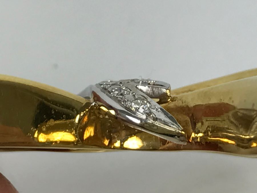 18K Yellow Gold Diamond Bow Brooch .25Cttw 12.4g FMV $1,000 [Photo 17]