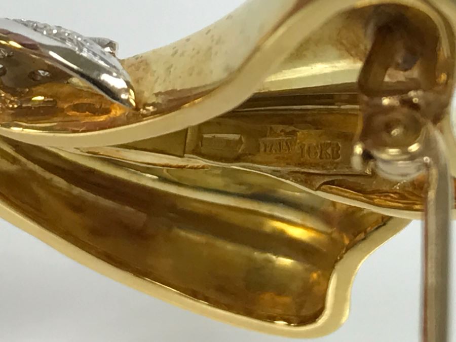 18K Yellow Gold Diamond Bow Brooch .25Cttw 12.4g FMV $1,000 [Photo 16]