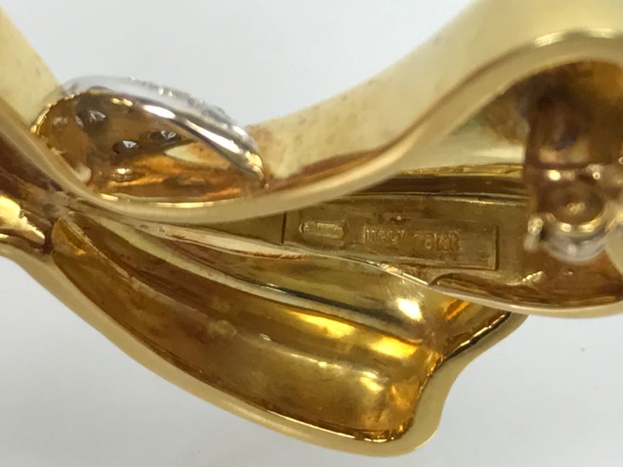 18K Yellow Gold Diamond Bow Brooch .25Cttw 12.4g FMV $1,000 [Photo 19]