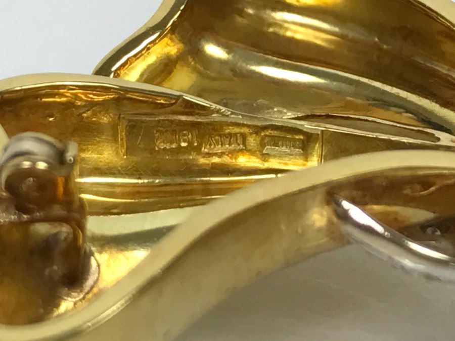 18K Yellow Gold Diamond Bow Brooch .25Cttw 12.4g FMV $1,000 [Photo 15]