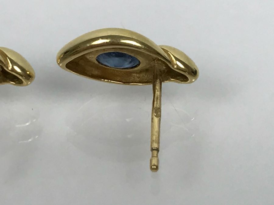 18K Yellow Gold Sapphire Earrings 1.5g FMV $230 [Photo 6]