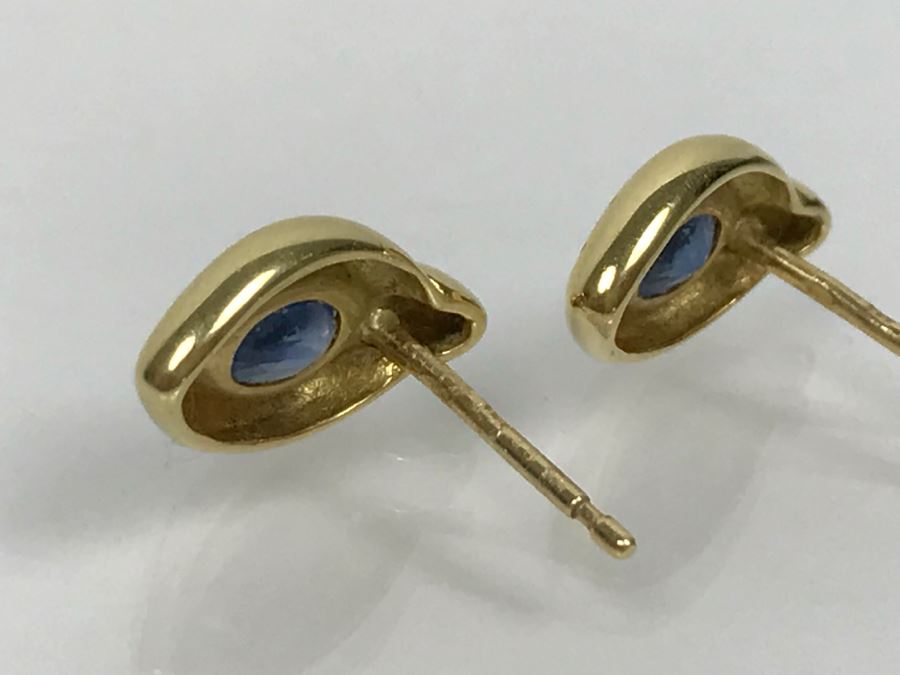 18K Yellow Gold Sapphire Earrings 1.5g FMV $230 [Photo 8]