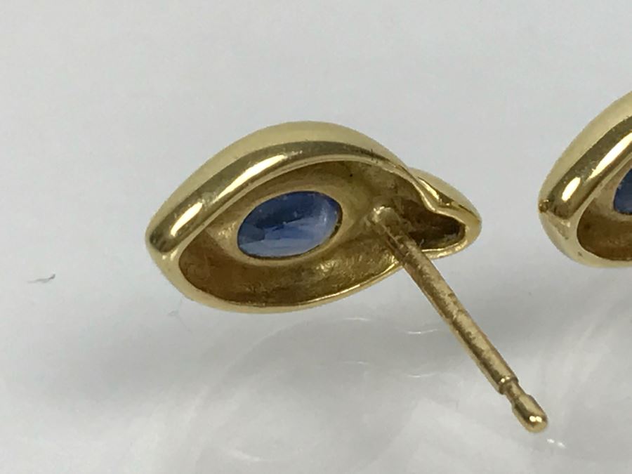 18K Yellow Gold Sapphire Earrings 1.5g FMV $230 [Photo 9]