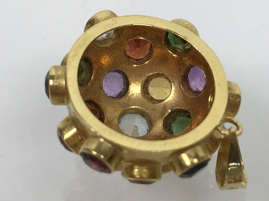 18K Yellow Gold Mult-Stone Pendant And Earring Set With Garnet, Tourmaline, Citrine, Amethyst And Aquamarine 7.7g FMV $500 [Photo 12]