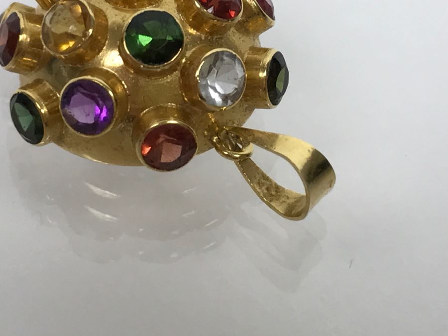 18K Yellow Gold Mult-Stone Pendant And Earring Set With Garnet, Tourmaline, Citrine, Amethyst And Aquamarine 7.7g FMV $500 [Photo 11]