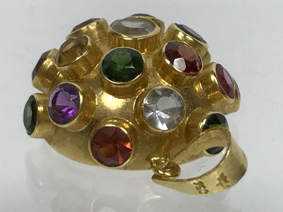 18K Yellow Gold Mult-Stone Pendant And Earring Set With Garnet, Tourmaline, Citrine, Amethyst And Aquamarine 7.7g FMV $500 [Photo 15]