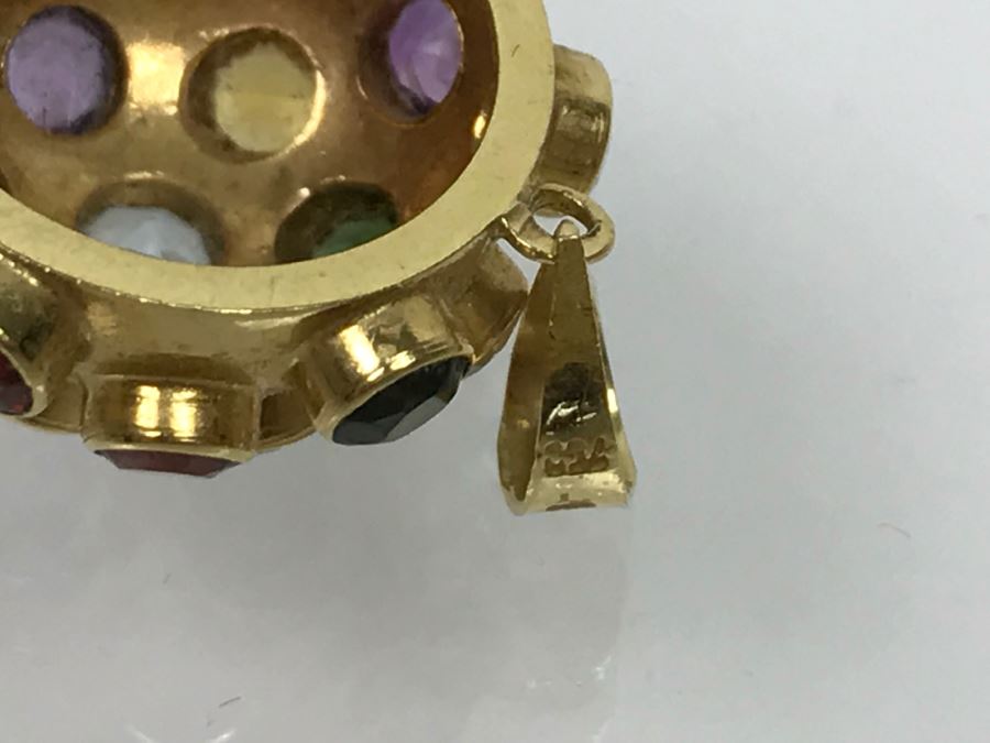 18K Yellow Gold Mult-Stone Pendant And Earring Set With Garnet, Tourmaline, Citrine, Amethyst And Aquamarine 7.7g FMV $500 [Photo 13]