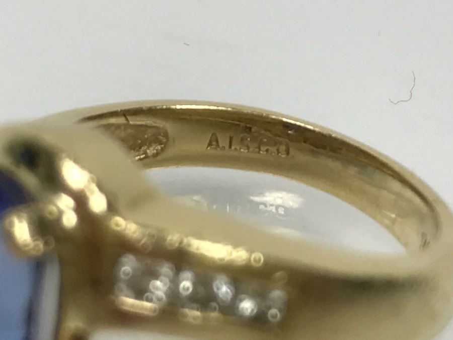 14K Yellow Gold Tanzanite And Diamond Ring 6.1g Estimate $600 Ring Size 7 1/4 [Photo 15]