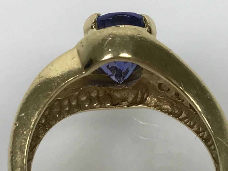 14K Yellow Gold Tanzanite And Diamond Ring 6.1g Estimate $600 Ring Size 7 1/4 [Photo 19]