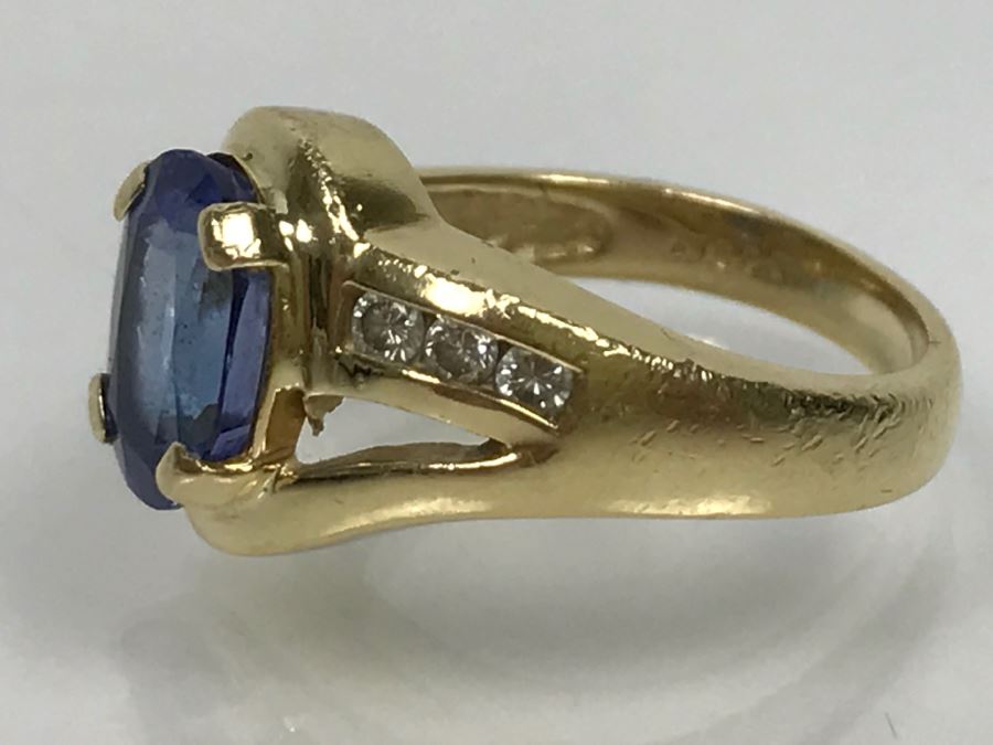 14K Yellow Gold Tanzanite And Diamond Ring 6.1g Estimate $600 Ring Size 7 1/4 [Photo 22]