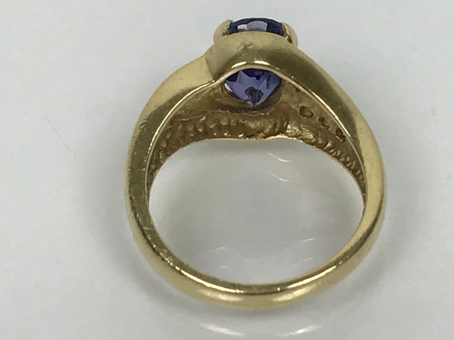 14K Yellow Gold Tanzanite And Diamond Ring 6.1g Estimate $600 Ring Size 7 1/4 [Photo 20]