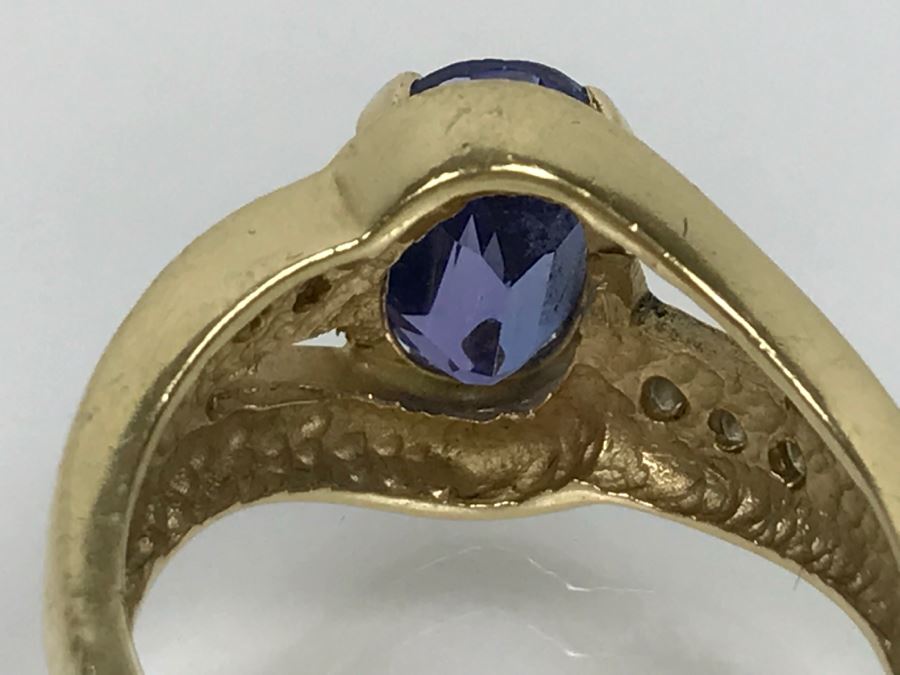 14K Yellow Gold Tanzanite And Diamond Ring 6.1g Estimate $600 Ring Size 7 1/4 [Photo 17]