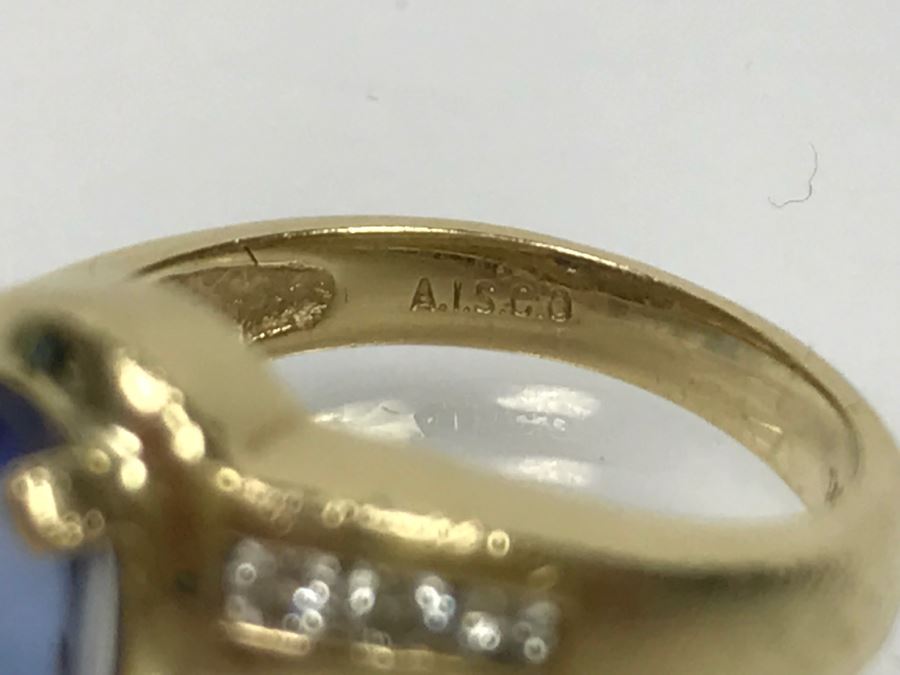 14K Yellow Gold Tanzanite And Diamond Ring 6.1g Estimate $600 Ring Size 7 1/4 [Photo 16]